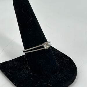 Simple stainless steel rhinestone ring size 10